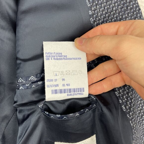 Baumler Mens Size 54 Wool Suit Jacket Tollegno 1900 Italy Blue Wool - Picture 15 of 16